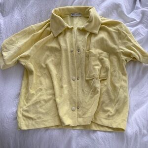 Zara yellow terry cloth top